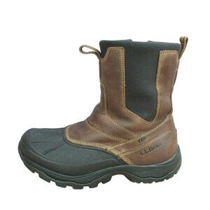LL Bean Storm Chaser Brown Leather Insulated Chelsea Duck Boots Size 7 M